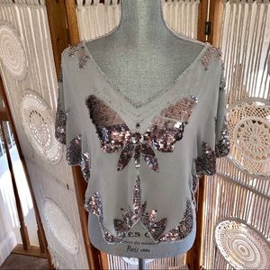 Free People Sequin Butterfly Top